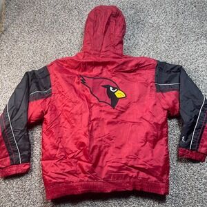 Arizona Cardinals Men's Medium Jacket Hooded Red Black NFL Team Logo Puffer Coat